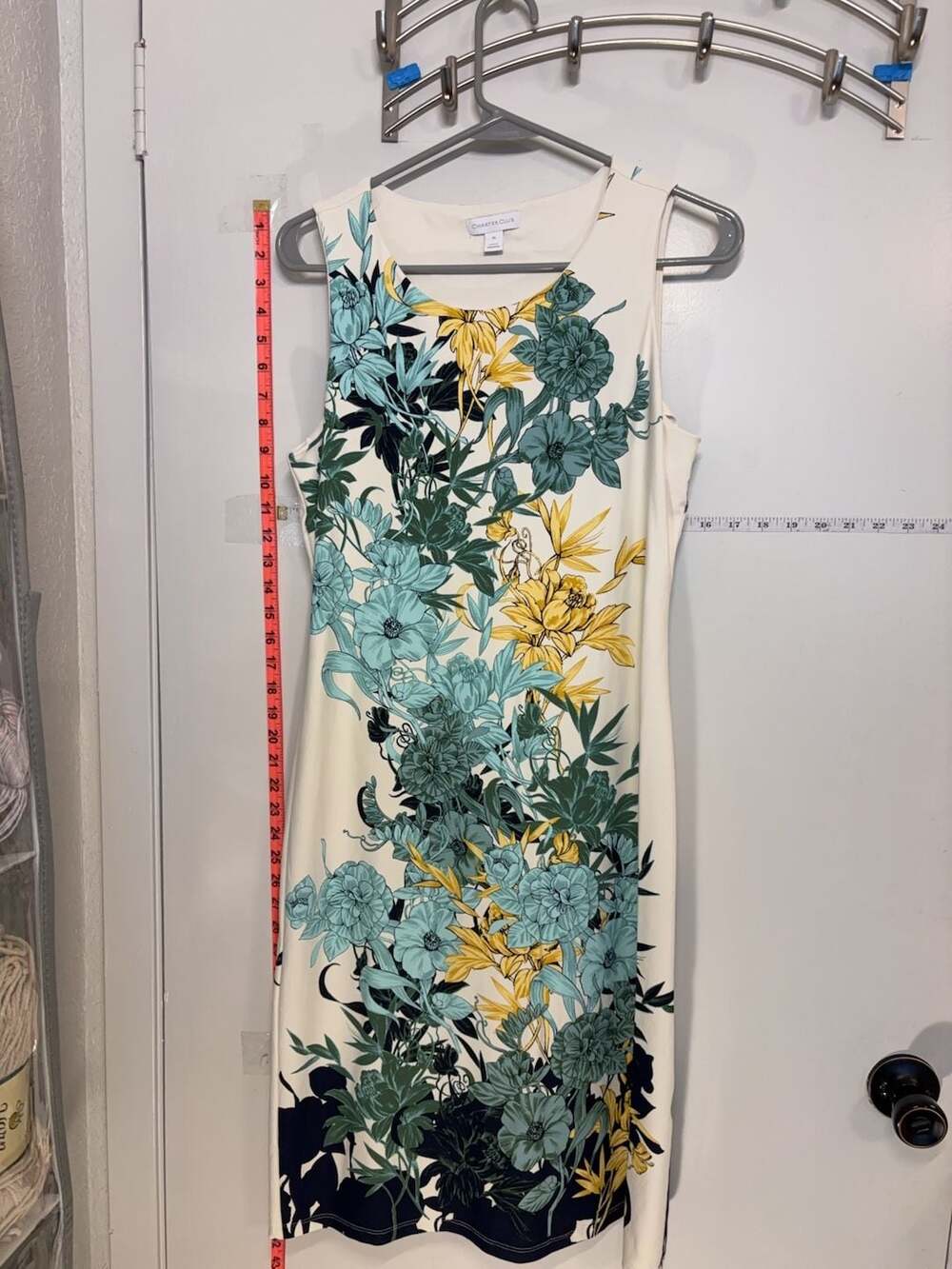 P1: Charter Club yellow navy teal beige flowers, wedding grad event soft